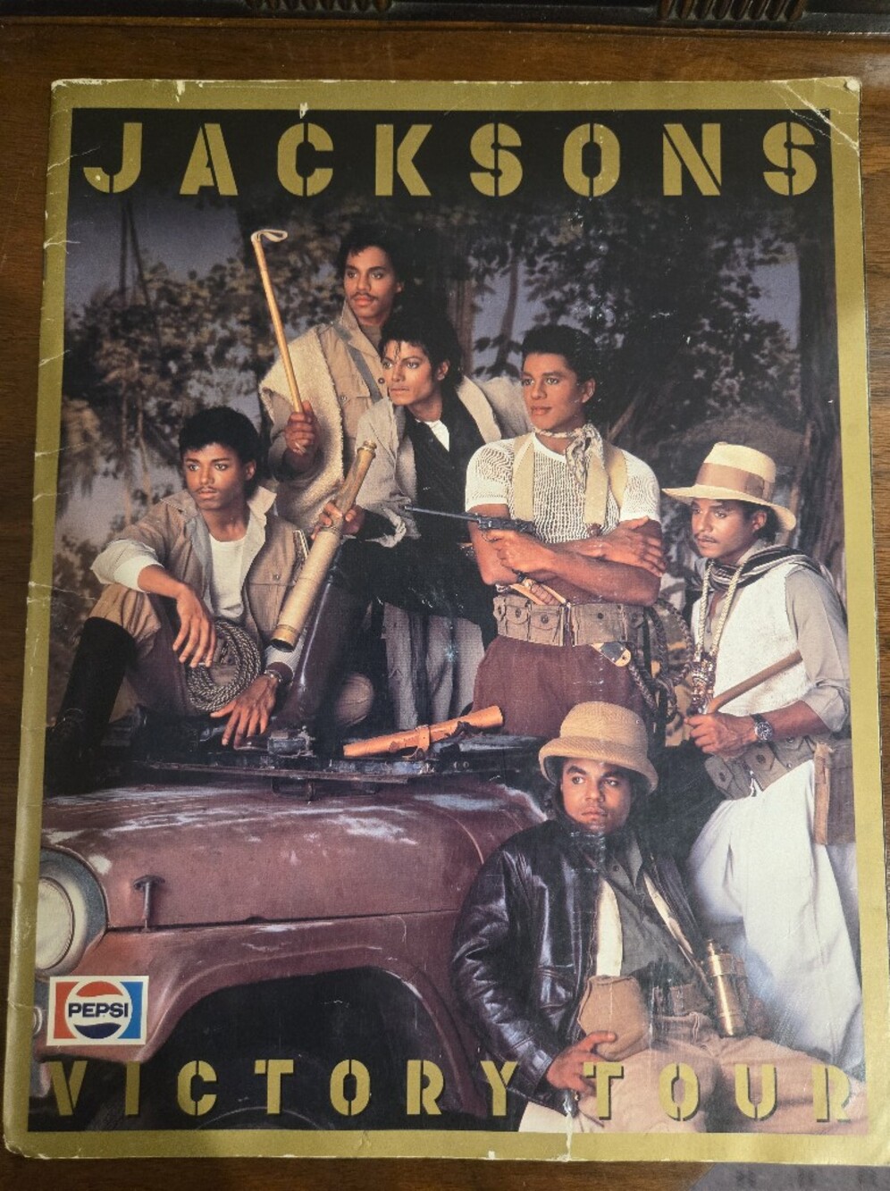 Jacksons Victory Tour Souvenir Program - Brown & Gold